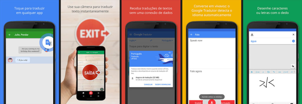 Google tradutor, um dos mais completos aplicativos android para tradução.