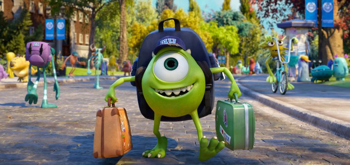 Filme de animação da pixar com personagem verde ao centro.