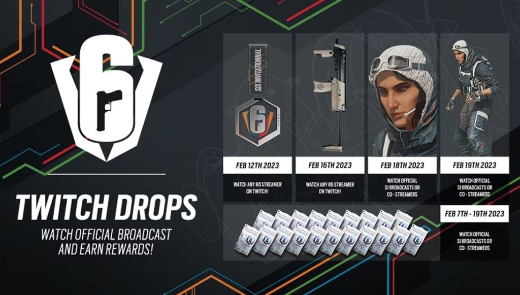 Imagem de drops e datas de transmissão do six invitational rainbow six siege.