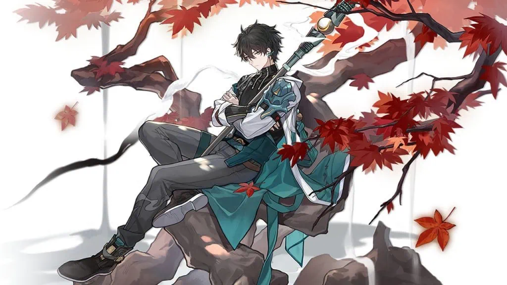 Honkai star rail: tudo sobre o jogo que sairá em 2023 Dan heng, personagem presente em "honkai: star rail". Ele tem cabelo preto, roupas pretas e verdes, e aparece sentado sob uma árvore.