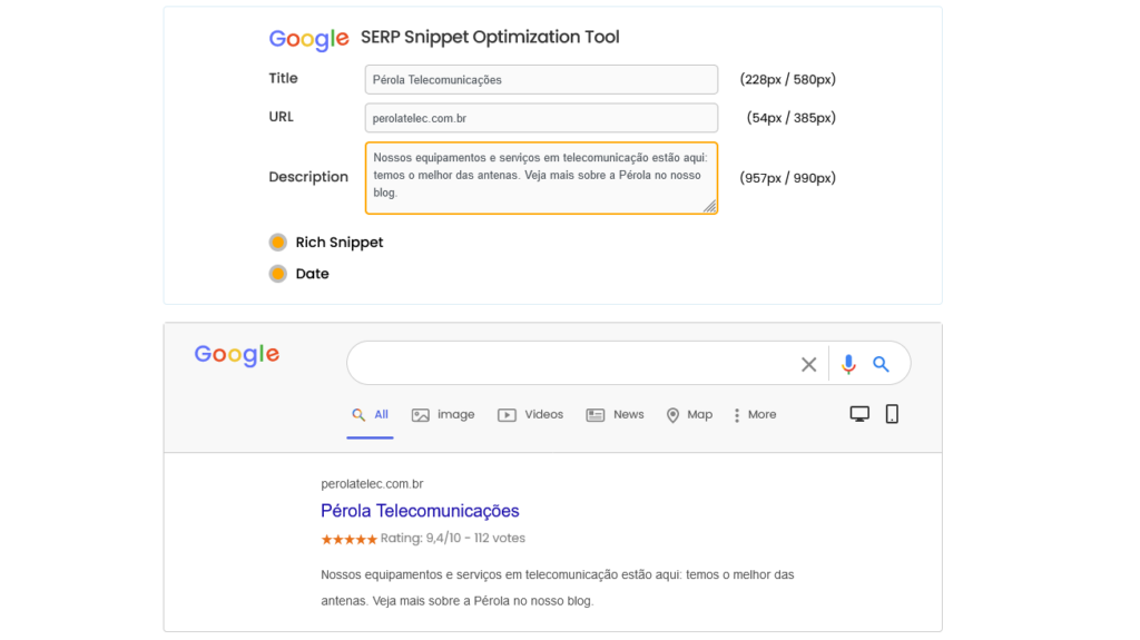 Otimização com serp no google