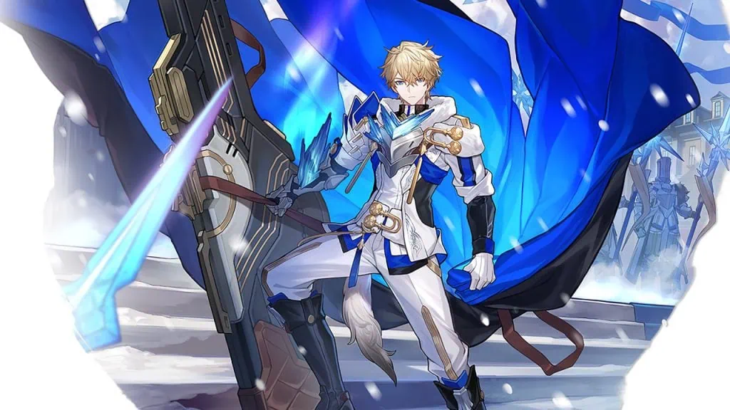 Honkai star rail: tudo sobre o jogo que sairá em 2023 Gepard, personagem presente no jogo "honkai: star rail. Ele aparece com uma roupa branca com detalhes em azul e dourado, possui cabelo loiro e carrega uma arma grande.