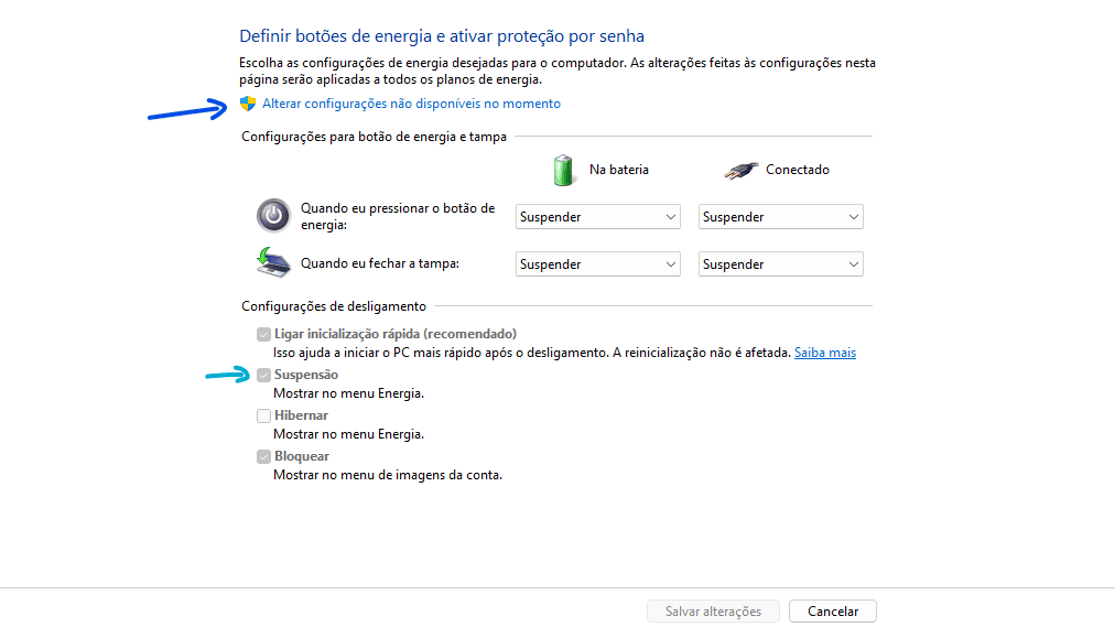 Desligar, hibernar ou suspender o pc? Conheça as diferenças Opções de energia no painel de controle do windows (novo print)