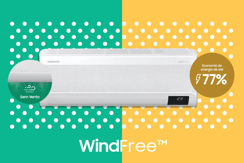 Conheça vantagens do ar-condicionado windfree da samsung no dia a dia Conheça vantagens do ar-condicionado windfree da samsung no dia a dia. Recheada de recursos, a linha de ar-condicionado windfree leva mais conforto, eficiência energética e conectividade para o consumidor