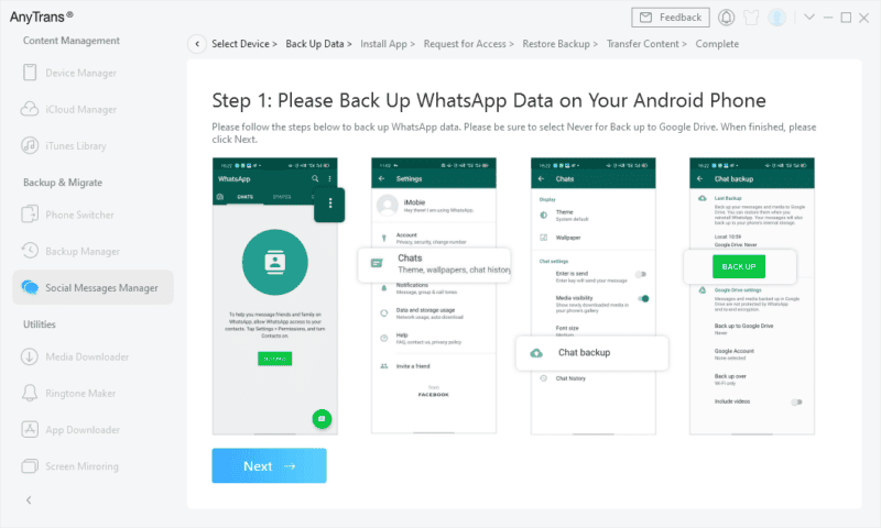 Como transferir conversas do whatsapp do android para o iphone Checagem de dados na transferência de mensagens (conversas do whatsapp)