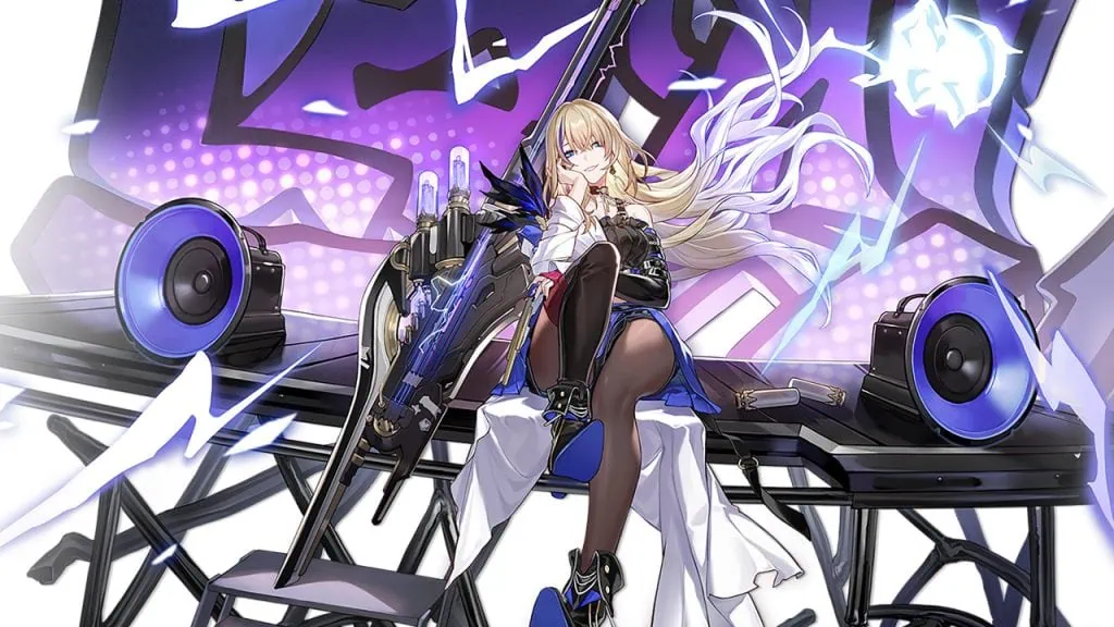 Honkai star rail: tudo sobre o jogo que sairá em 2023 Serval, personagem do jogo "honkai: star rail". Ela possui uma grande espada como arma e tem cabelos loiros, além de usar um figurino roxo.