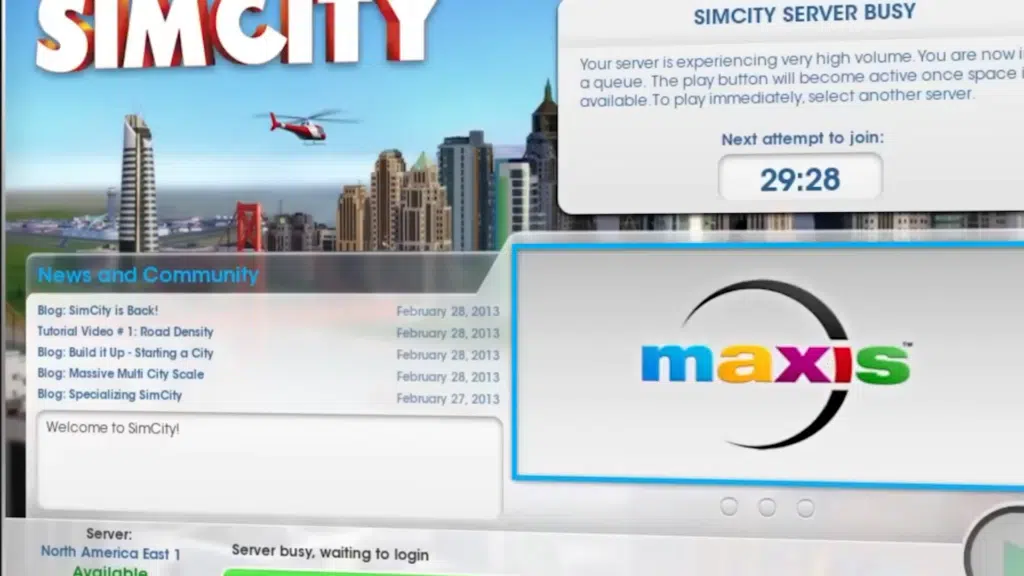 Por que a ea games desistiu da franquia simcity? Captura de tela do lobby do "simcity 5" antes do jogador entrar no jogo.