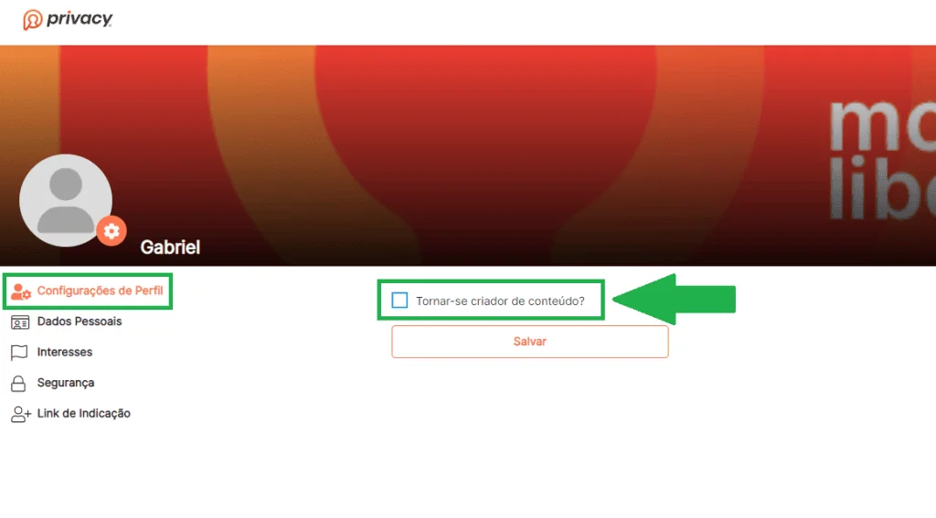 Como se cadastrar na privacy e ganhar dinheiro Escolha a opção “tornar-se criador de conteúdo? ”