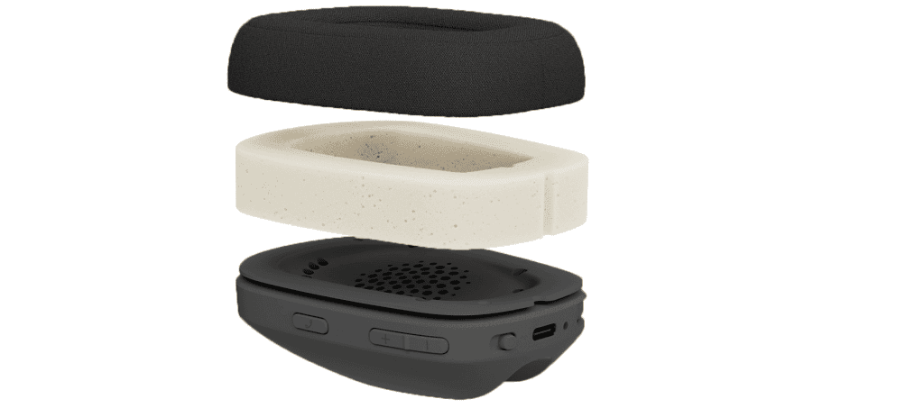 Fone de ouvido bluetooth logitech vibe 100 com componentes removíveis, ideal para home office.