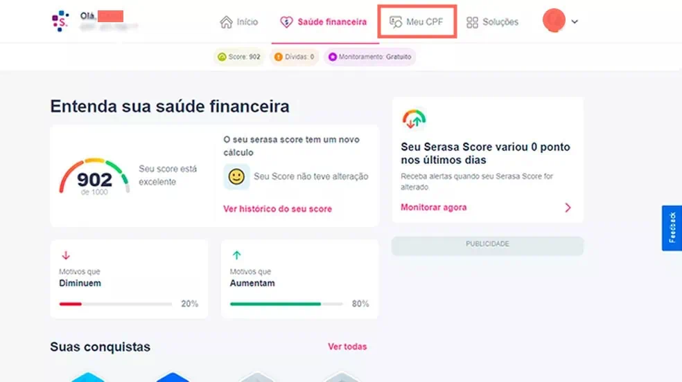 Como saber se o seu cpf está negativado no serasa Consultar seu cpf clicar