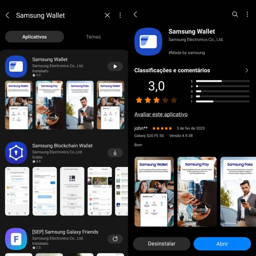 56 dicas e truques para o galaxy s23, s23+ e s23 ultra Capturas de tela da samsung wallet na galaxy store