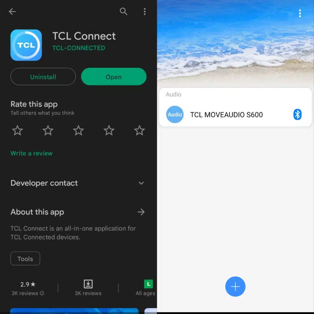 Review: fone de ouvido bluetooth tcl moveaudio s600 Captura de tela do aplicativo tcl connect para gerenciamento de fone de ouvido wireless