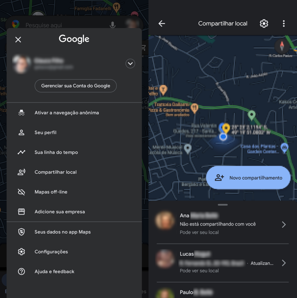 Compartilhar local no Google Maps para encontrar amigos