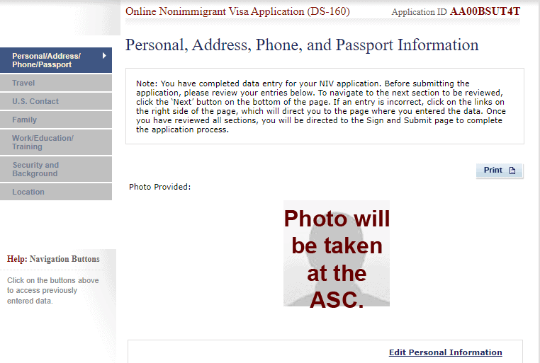 Como solicitar visto americano (visto de não imigrante) Página de revisão do formulário para o visto americano.