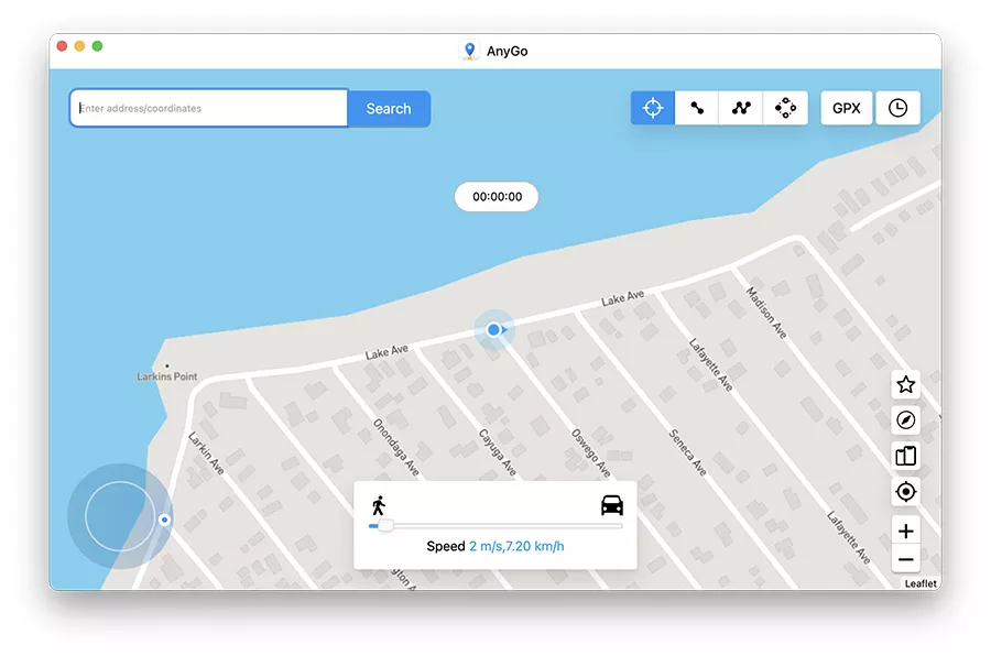 O mapa do anygo permite visualizar e selecionar o local para onde deseja "ir"