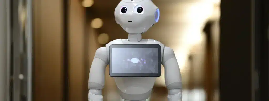 Robô trabalhando como recepcionista de um local