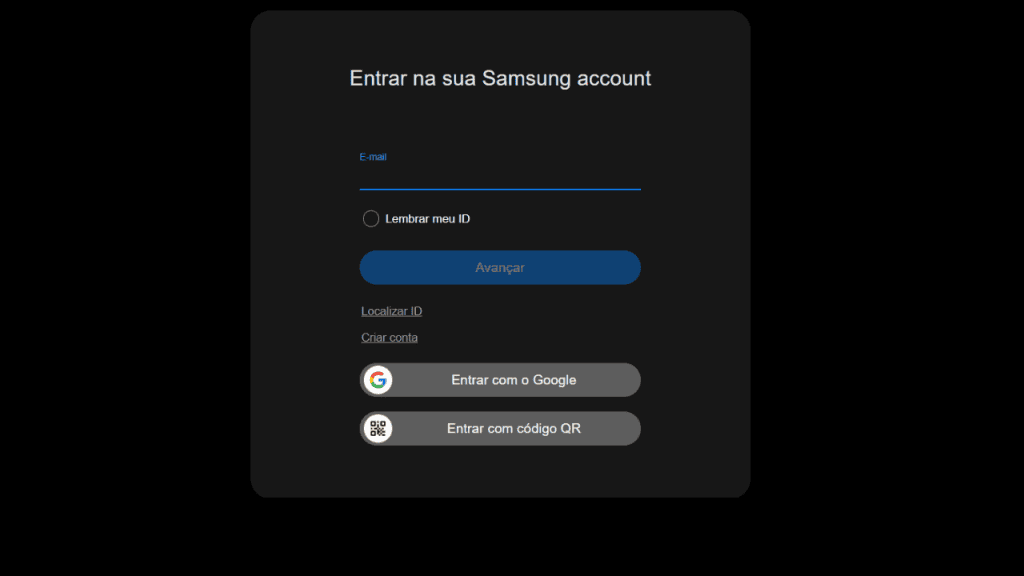 Como excluir conta do google de um celular samsung Tela do login do smartthings find para excluir conta do google de um celular samsung