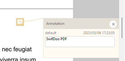 No swifdoo pdf, você pode adicionar notas suspensas no documento.