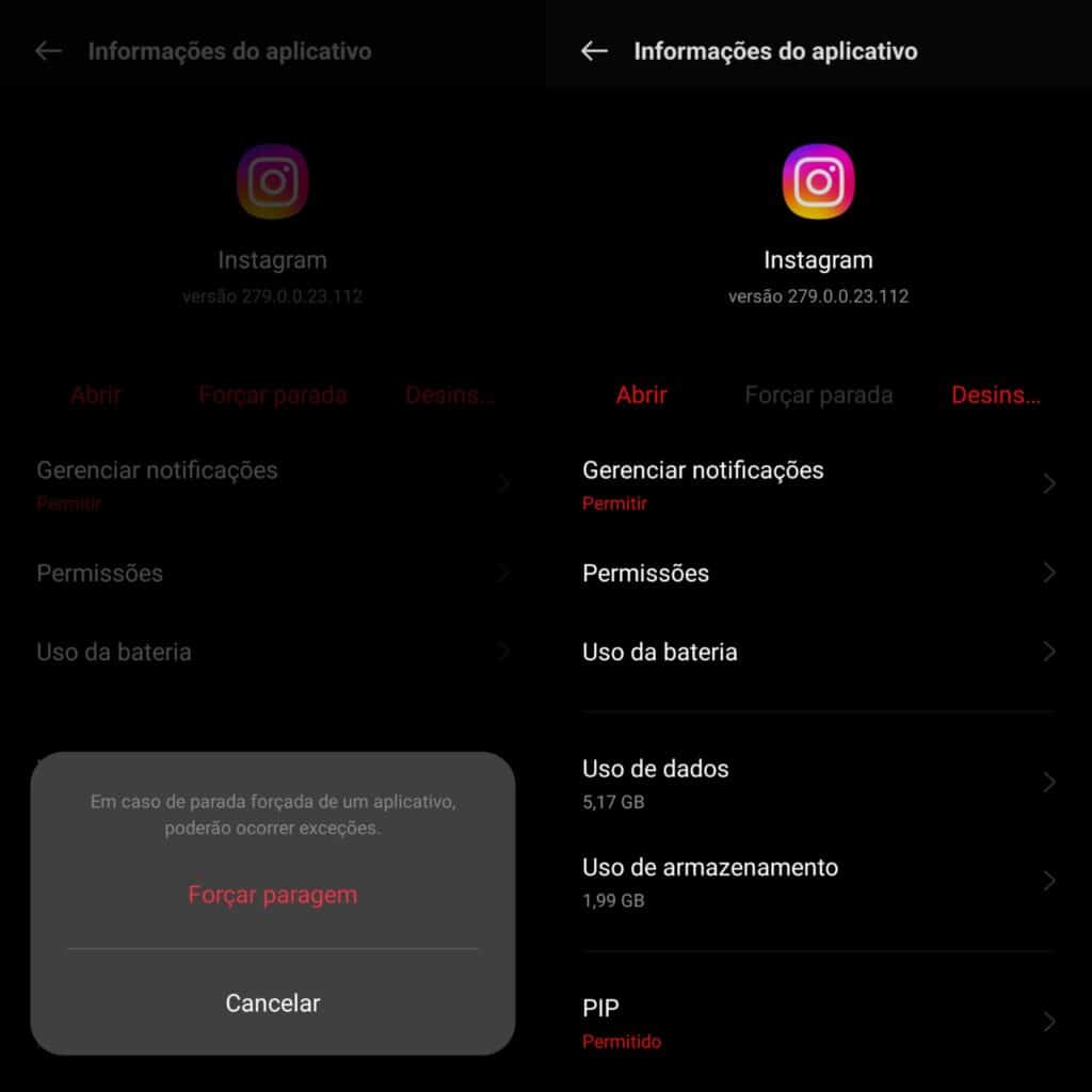 O que fazer se não consigo postar stories no instagram? Ação de força parada para resolver problema de não postar stories do instagram