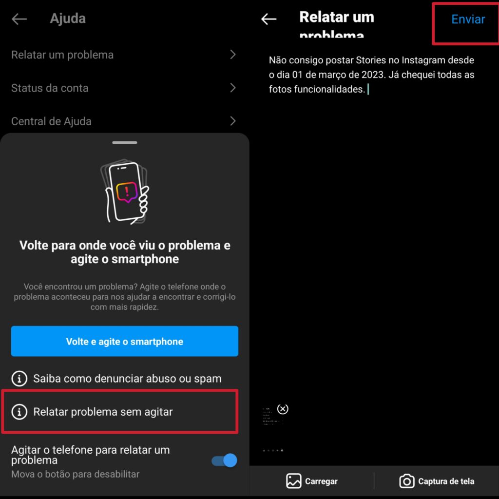O que fazer se não consigo postar stories no instagram? Envio de mensagem para postar stories no instagram