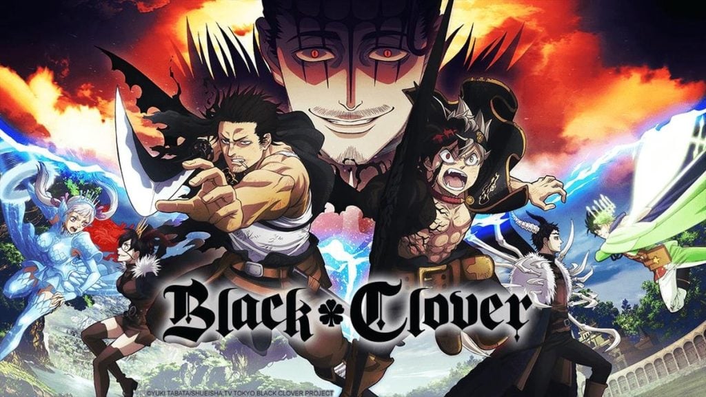 20 animes grátis na crunchyroll para assistir Poster oficial de "black clover".