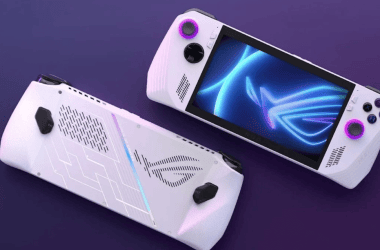 Console portátil asus rog ally com design futurista e tela vibrante full hd.