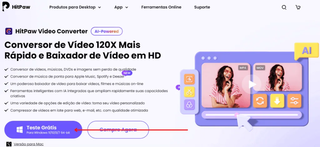 Como baixar vídeo do instagram com o hitpaw video converter Tela do download hitpaw videoconverrter
