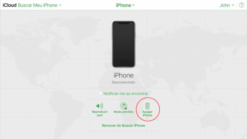 Esqueci a senha! Como desbloquear iphone inativo com o passfab No buscar é possível apagar os dados do dispositivo mas ele precisa estar conectado à internet