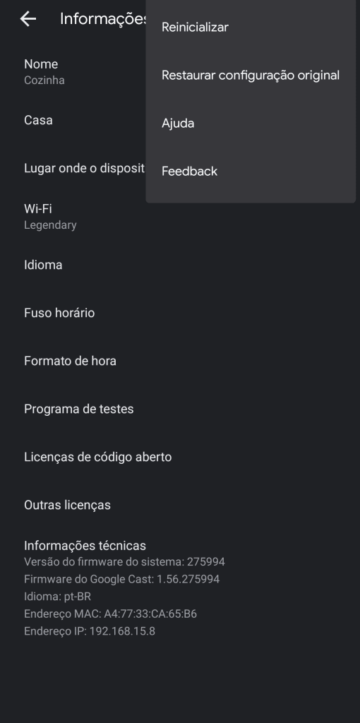 Configuração de chromecast atualizado.