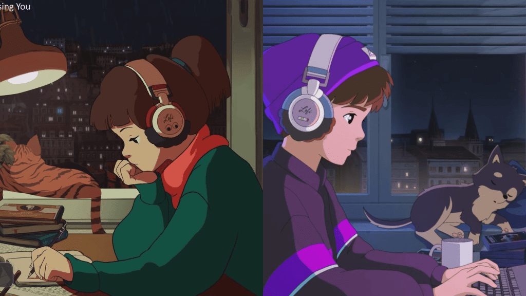 Conheça synth boy, novo personagem do canal lofi girl no youtube A lofi girl em paralelo com o synth boy.