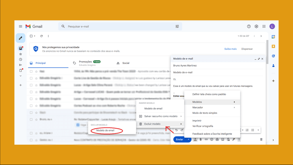 Imagem mostrando como criar templates de e-mail no gmail