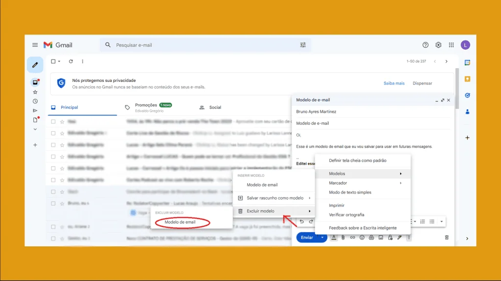 Como criar templates ou modelos de e-mail no gmail Imagem mostrando como criar templates de e-mail no gmail