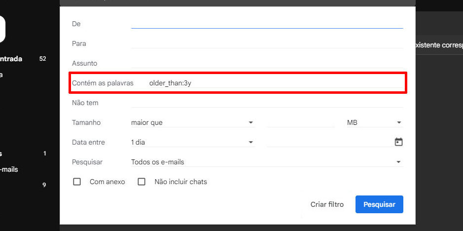 Captura de tela do gmail: como excluir e-mails antigos no gmail