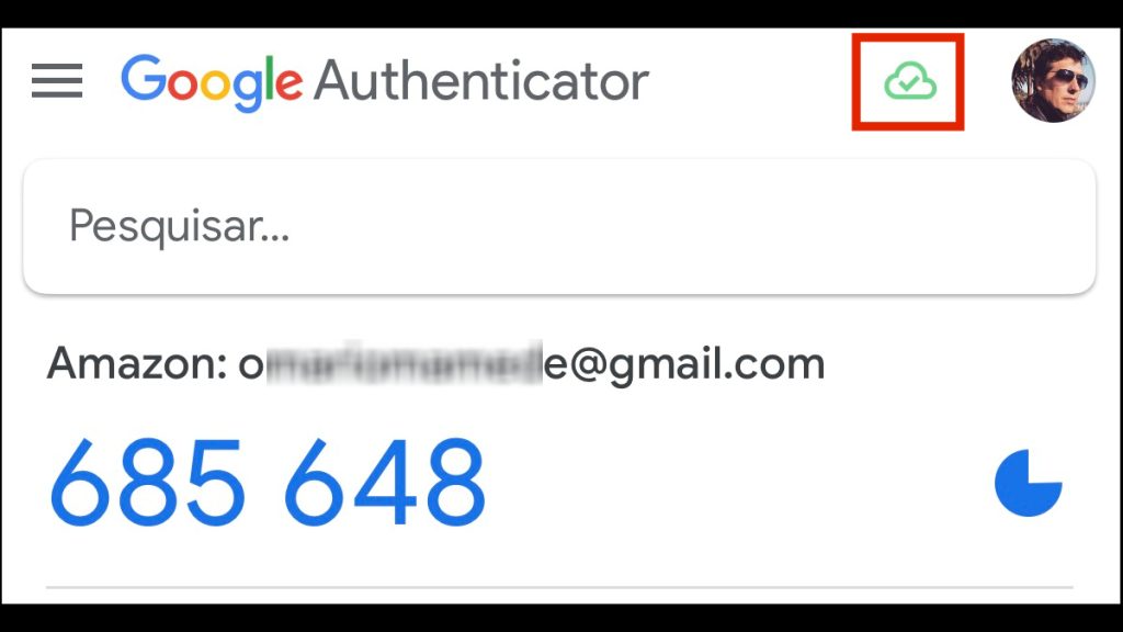 Hur man använder Google Authenticator Grön molnikon indikerar att dina inställningar är tillgängliga från molnet