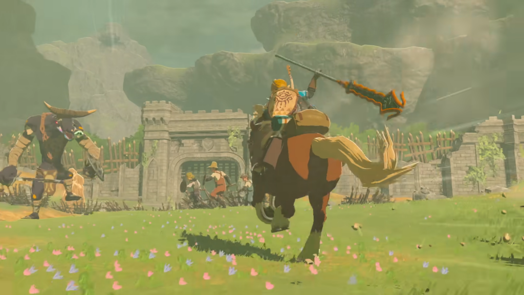 Link em seu cavalo no tears of the kingdom