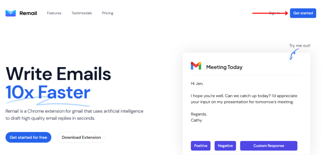 Remail é a inteligência artificial que escreve e-mails para você Tela inicial do remail para uso de inteligência artificial