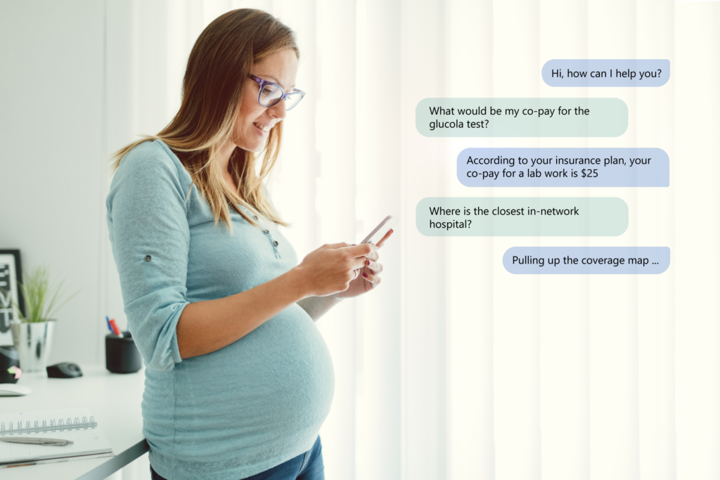 Mulher conversando com chatbot de medicina