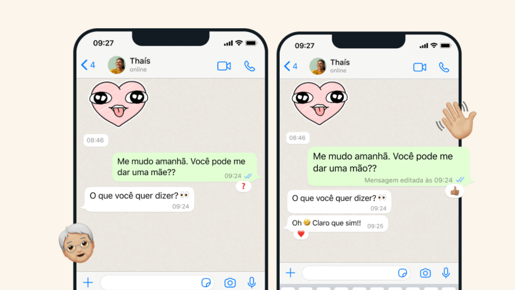 דוגמה לאיך לערוך הודעות בוואטסאפ