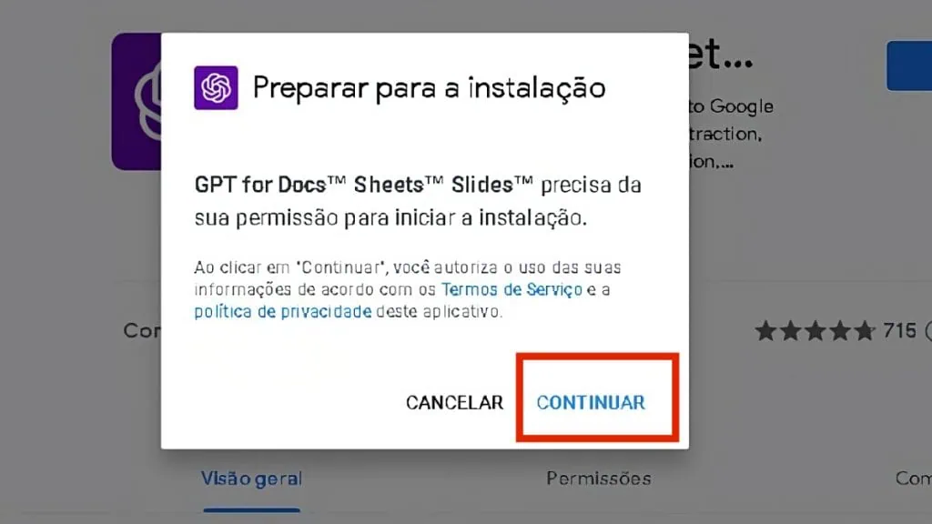 Como usar o chatgpt no google docs, planilhas e até gmail Confirmando a instalação do gpt for docs