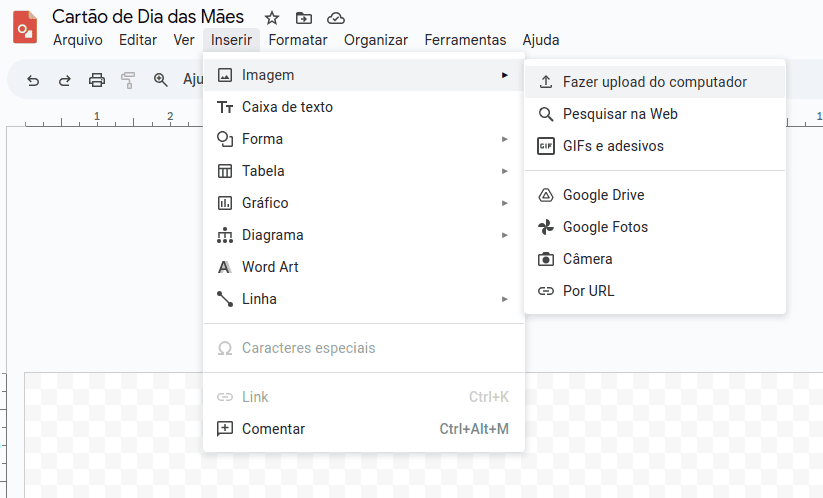 Como usar ia e apps para criar cartão para o dia das mães Instrução do desenhos do google