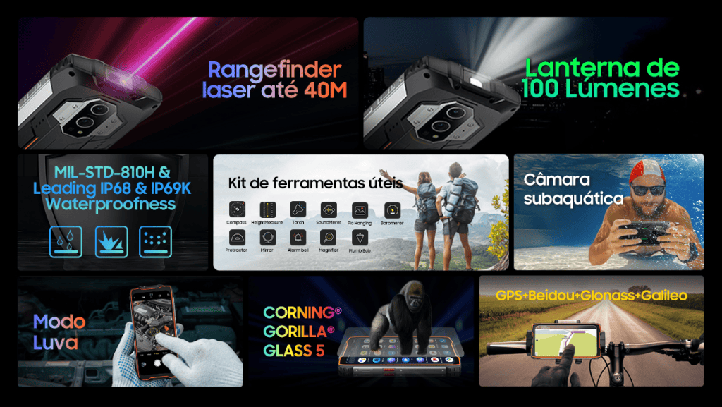 Imagem de smartphones, fones e ferramentas de tecnologia da showmetech, com destaque para descontos e recursos tecnológicos.