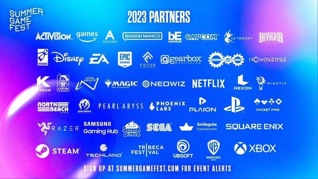 Summer game fest 2023: confira tudo que rolou no evento Lista com marcas parceiras da summer game fest