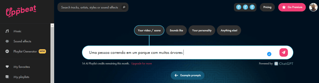 Como criar uma playlist de música no chatgpt Uso da uppbeat para criar uma playlist usando o chatgpt como base