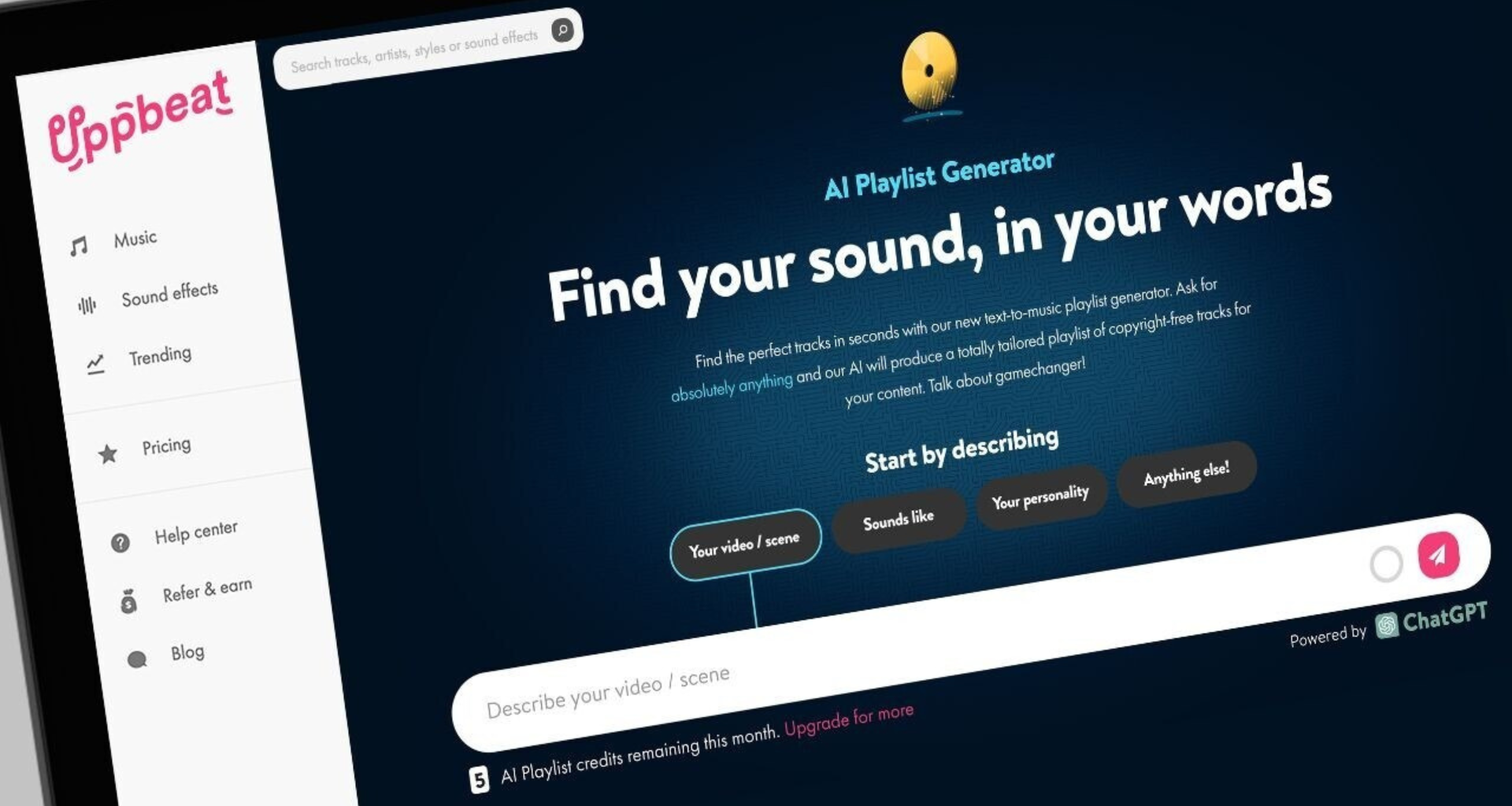 Como criar uma playlist de música no chatgpt. A uppbeat conseguiu integrar o chatgpt para que criadores de conteúdo utilizem músicas livres de direitos autorais para seus vídeos em apenas alguns segundos