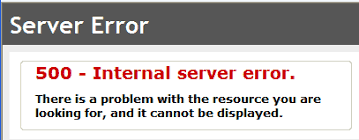 Imagem de um erro de servidor mostrando mensagem "500 - internal server error" na página do showmetech.