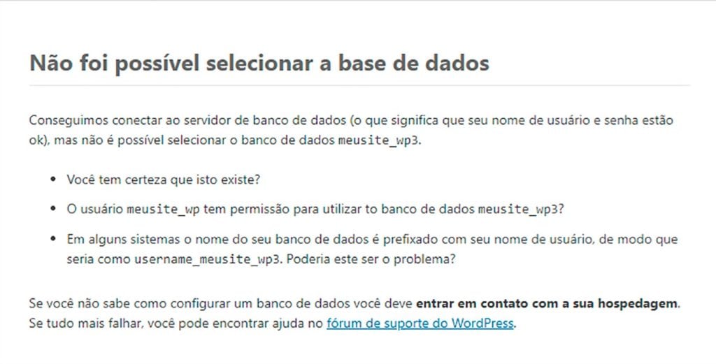Erro na conexão do banco de dados, problema no formulário wordpress, suporte técnico, banco de dados mysql, solução wordpress, erro site.
