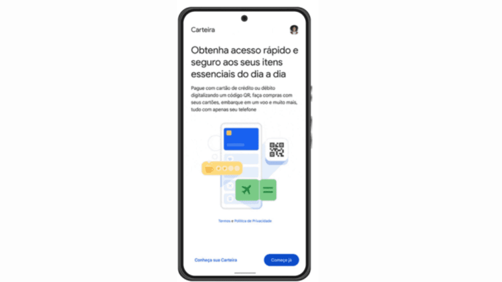 Carteira do google fará pagamentos via qr code Smartphone android com a carteira do google instalada