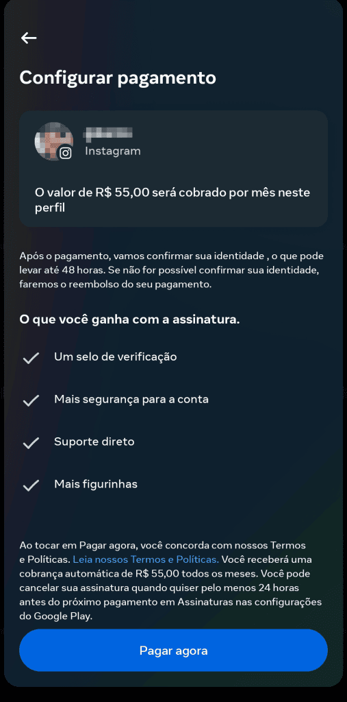 Como ter perfil verificado no instagram, facebook e threads | meta verified Rastreamento de pagamento de assinatura no google play, segurança e suporte direto.