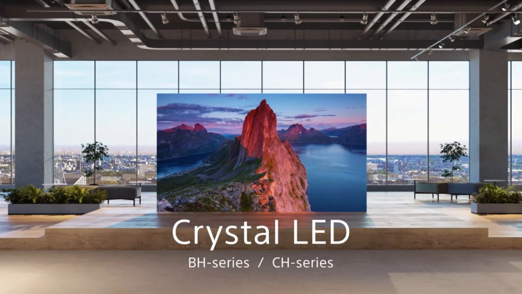 A crystal led, da sony, é uma solução de exibição para aplicações profissionais, como salas de cinema, estúdios de pós-produção, instalações corporativas e de entretenimento. Imagem: sony