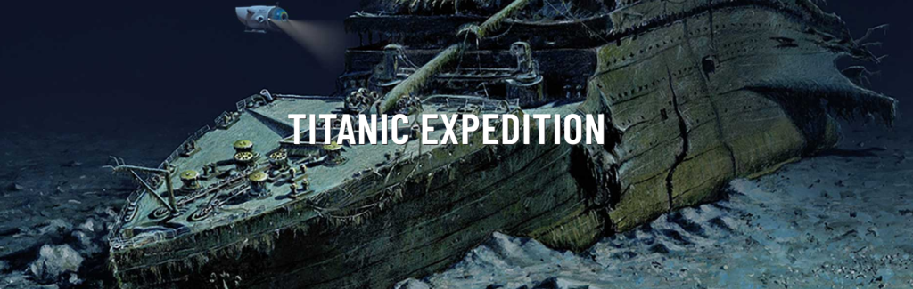 Página inicial da oceangate promovendo a expedição aos destroços do titanic. Imagem: oceangate